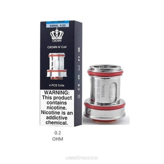 UWELL Monterrey - UWELL CROWN 4 bobinas de repuesto (paquete de 4) doble bobina 0.2ohm T60T182