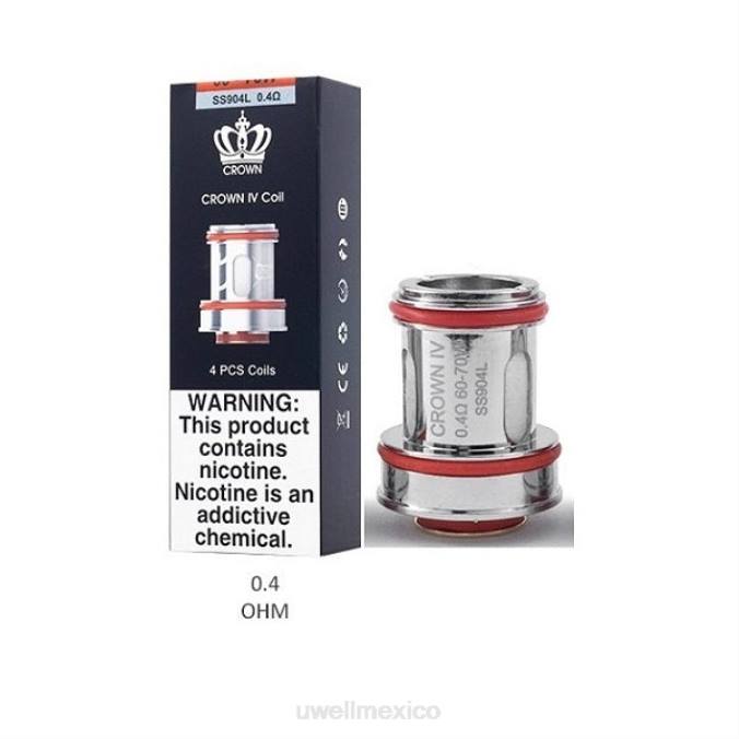 UWELL online shop - UWELL CROWN 4 bobinas de repuesto (paquete de 4) doble bobina 0.4ohm T60T183